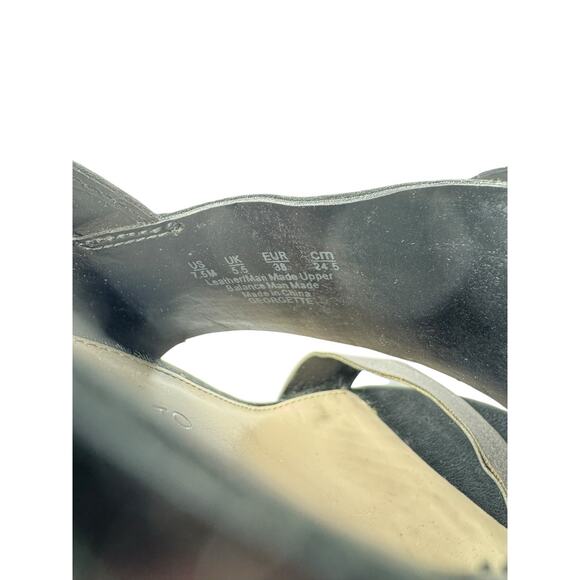 Franco Sarto Georgette Sandals Wedge Heel Open Toe Black Leather Womens US 7.5M - Picture 8 of 9